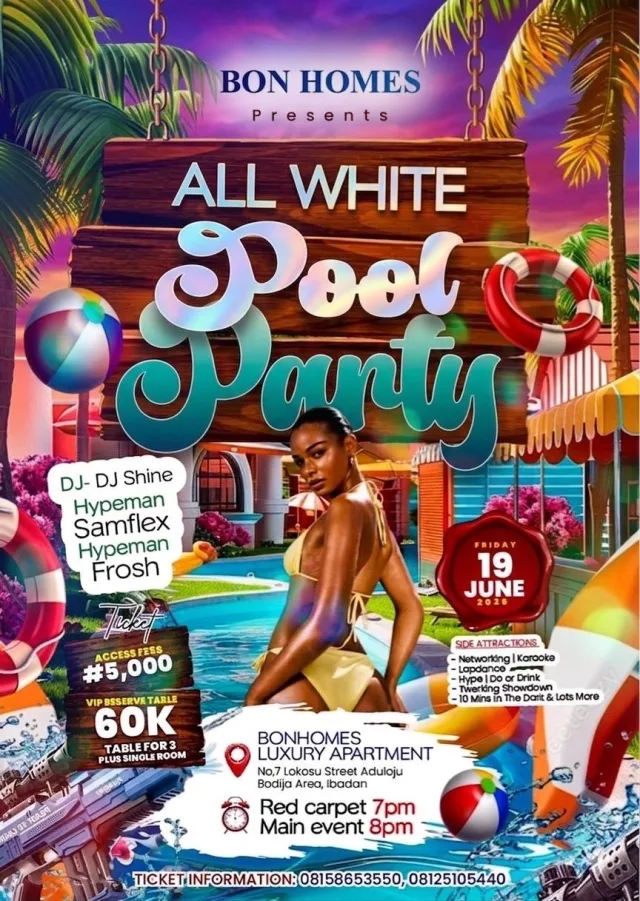 All white pool party